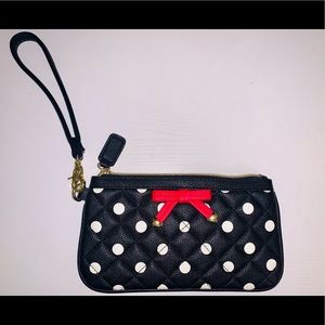 Betsey Johnson Wristlet with Polka Dots & Red Bow